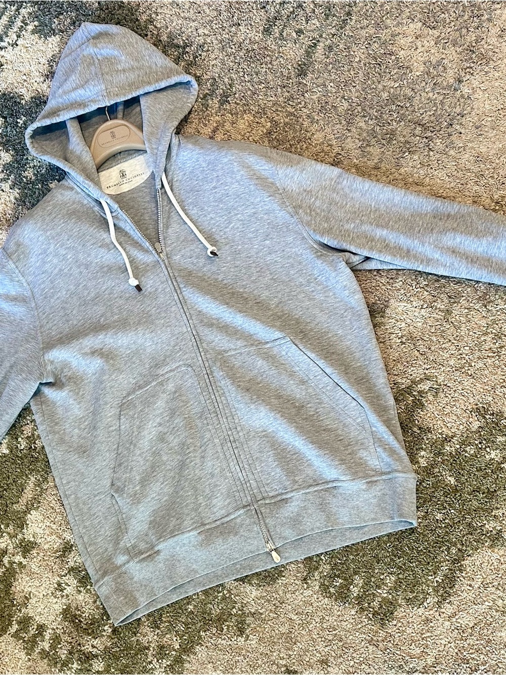 BRUNELLO CUCINELLI Men's Gray Zip Hoodie Jacket - Picture 8 of 8